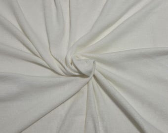 Cotton 2x1 Rib Knit Fabric by The Yard & Wholesale PFD White 160 GSM  [Cuffs, Leggings, Bodycon Dress, Beanie]