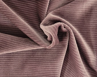 Plum Corded Stretch Velvet Velour Fabric By The Yard 220 GSM