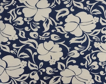 White Flowers on Blue MVS Modal Viscose Spandex Fabric Jersey Knit by the Yard 4 Way Stretch