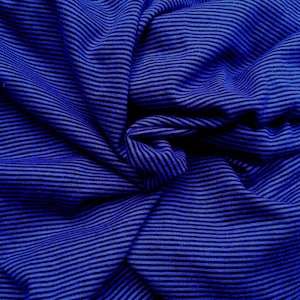 1 YARD*** Wool Blend Yarn Dye Stripe Jersey Knit Fabric  Royal & Black