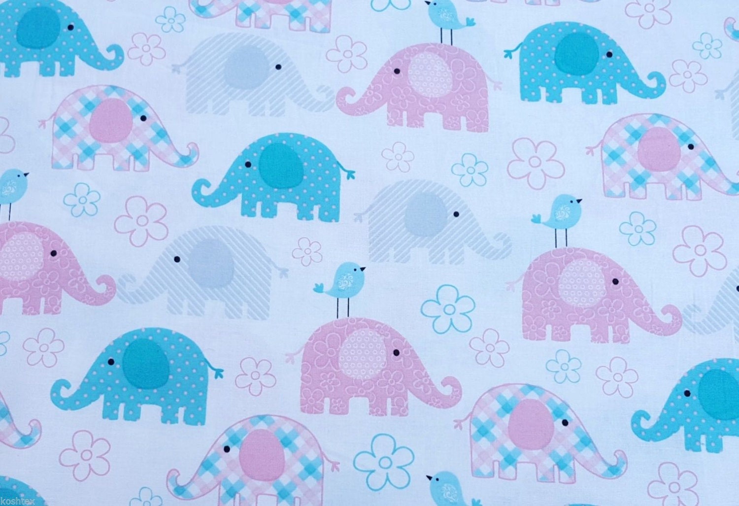 100% Cotton Quilt Baby Elephant Chicks Print Fabric Woven