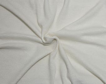 Cotton Thermal Knit Fabric By The Yard Waffle Weave Off White 190GSM [Beanie, Pajamas, Bathrobe, Duvet Cover, Dishtowel]