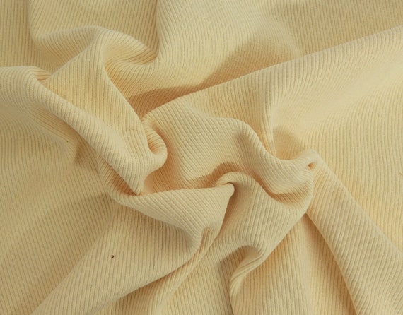 Banana Yellow Cotton Spandex 1x1 Rib Knit Fabric by Yard [Matching French Terry]