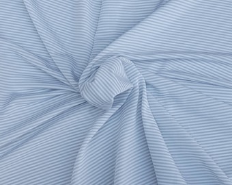 White Silver 1/8" Stripe Fabric Yarn Dye Jersey Knit by the Yard Acetate Poly Spandex