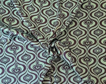 Polyester Charmeuse Fabric by the Yard Blue Abstract Heart Print #230322