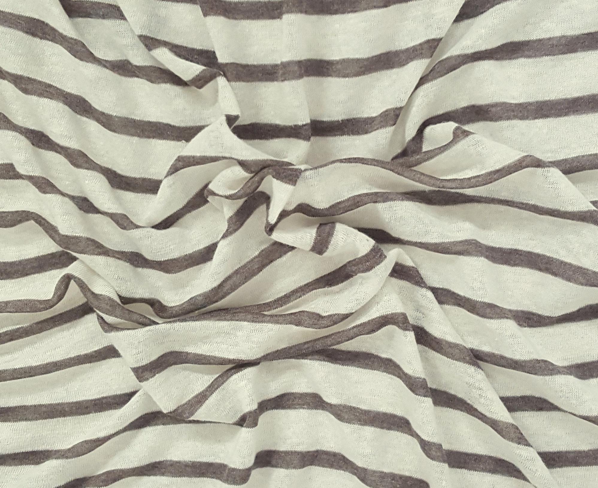 100 Linen Jersey Knit Fabric by the Yard Cream Mocha Stripes Etsy