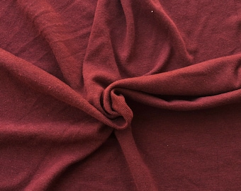Burgundy Cotton Spandex Sweater Knit Fabric by Yard Made in USA 470GSM Heavy Weight