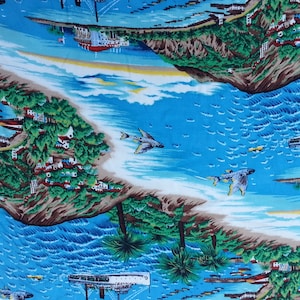 Beach Island Print Rayon Challis Fabric by the Yard and Wholesale