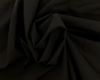 Black Cotton Poplin Stretch Woven Fabric by the Yard