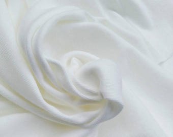 Cotton Spandex 1x1 Rib Knit Fabric by the Yard Off White 4 Way Stretch 470GSM 17.6 oz [Cuffs, Leggings, Bodycon Dress, Beanie]