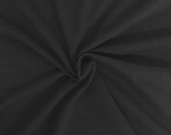 Black Cotton French Terry Knit Fabric by the Yard 220GSM [Hoodie, Zip Up, Sweatpants, Loungewear, Bathrobe]