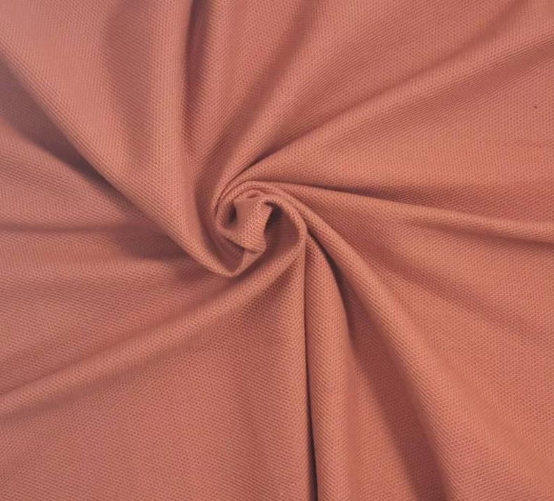 orange color cotton pique knit fabric for polo and collared shirts by the yard