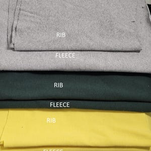 Prewashed Heavyweight 100% Cotton Sweatershirt Fleece Knit Fabric by the Yard  + Matching Rib