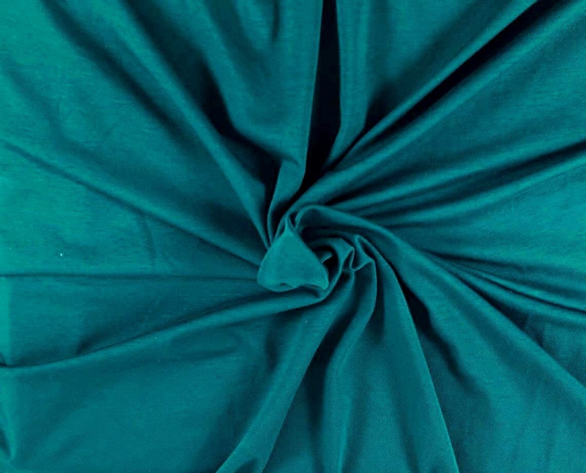 Solid Teal Green 4 Way Stretch 10 oz Cotton Lycra Jersey Knit Fabric