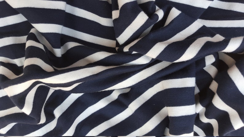 Rayon Lycra Spandex Fabric 1x1 Rib Knit Navy White Stripe by | Etsy