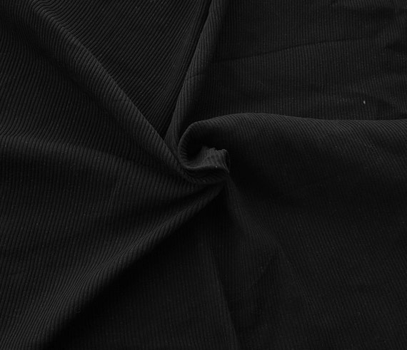 Black 2x2 Rib Knit Cotton Spandex Fabric by the Yard 360GSM AMERICAN MADE 