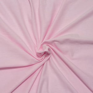 pink lightweight cotton jersey knit fabric by the yard for tee shirts oversized shirts minimalist wardrobe baby clothes and wraps bedding