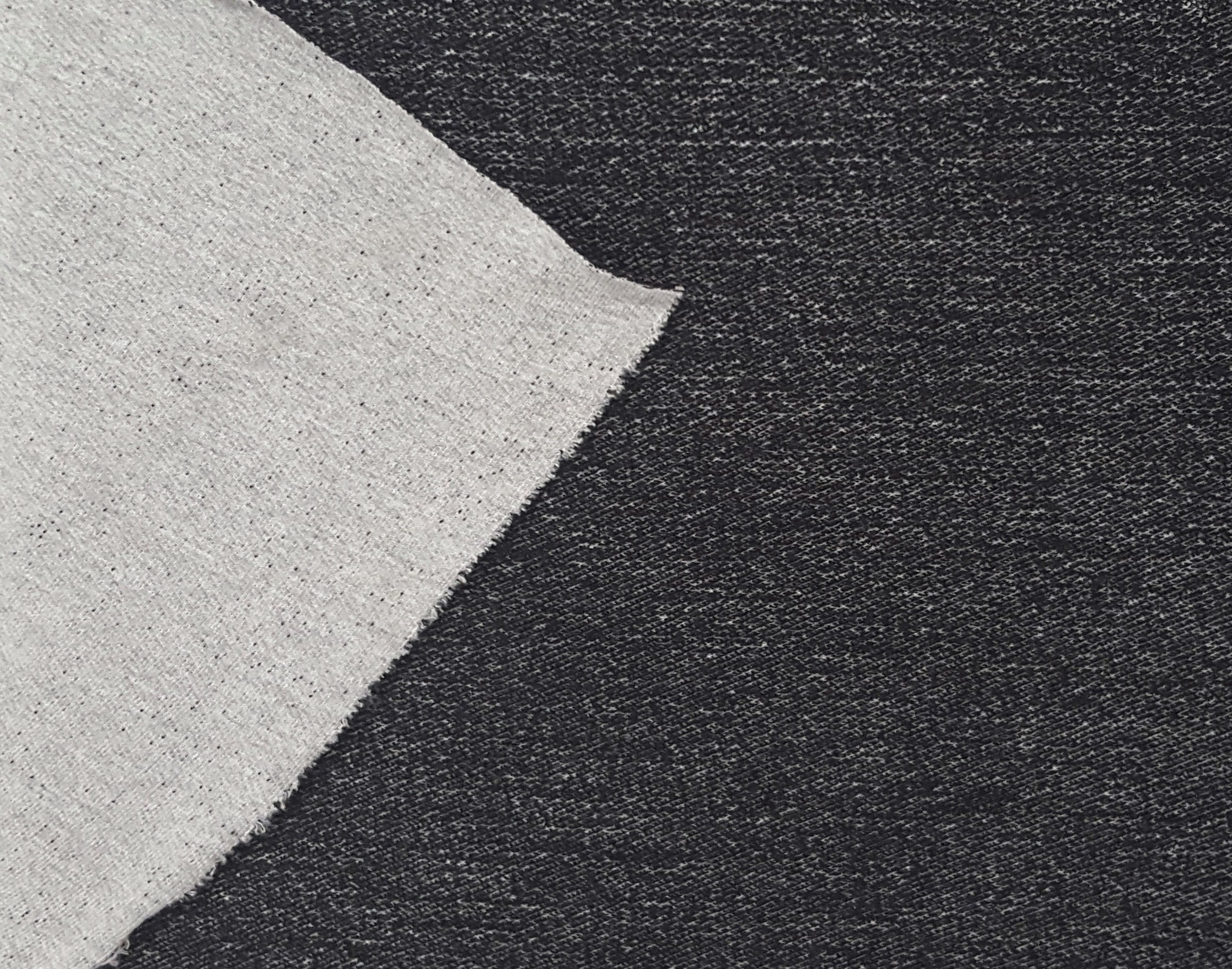 Cotton Blend French Terry Knit Fabric by the Yard Gray Black Etsy