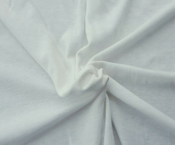 Prewashed Organic Cotton Tencel Spandex 2x1 Rib Knit Fabric by Yard Off  White