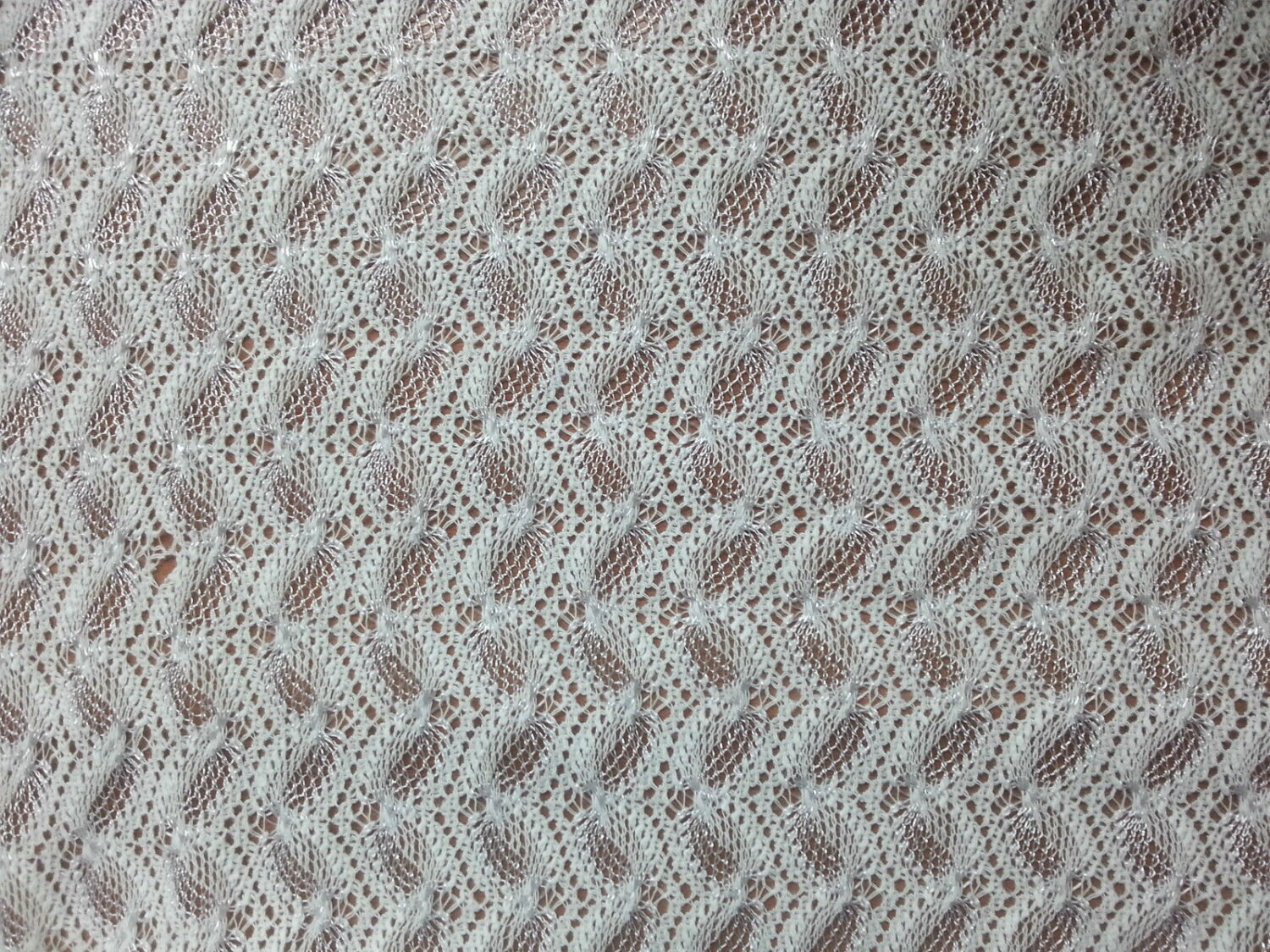 White Poly Cotton Crochet Lace Fabric by the Yard Zig Zag Chevron