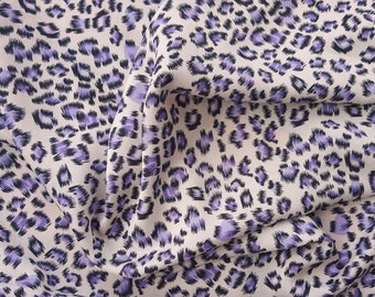 Poly Crepe Fabric by the Yard Purple Cheetah Print