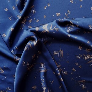 Navy Charmeuse Silk Fabric