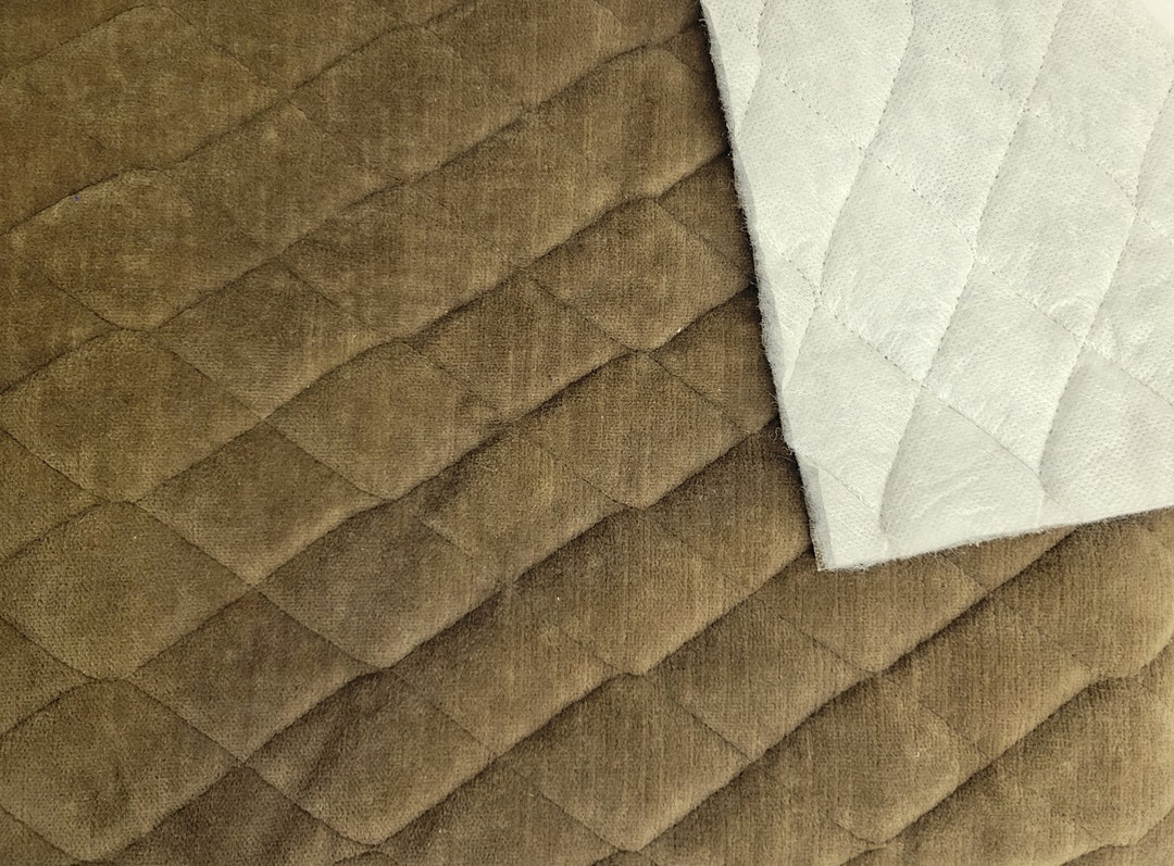 100 Cotton Quilted Velvet Fabric by the Yard Brown upholstery, Jacket