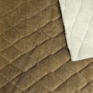 100% Cotton Quilted Velvet Fabric by the Yard Brown (Upholstery, Jacket)