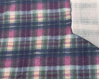 Plaid Print Cotton Blend Fleece Knit Fabric by the Yard