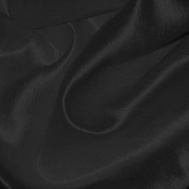 Silk Hemp Satin Woven Fabric All Natural Fiber By the Yard Bridal Black image 3