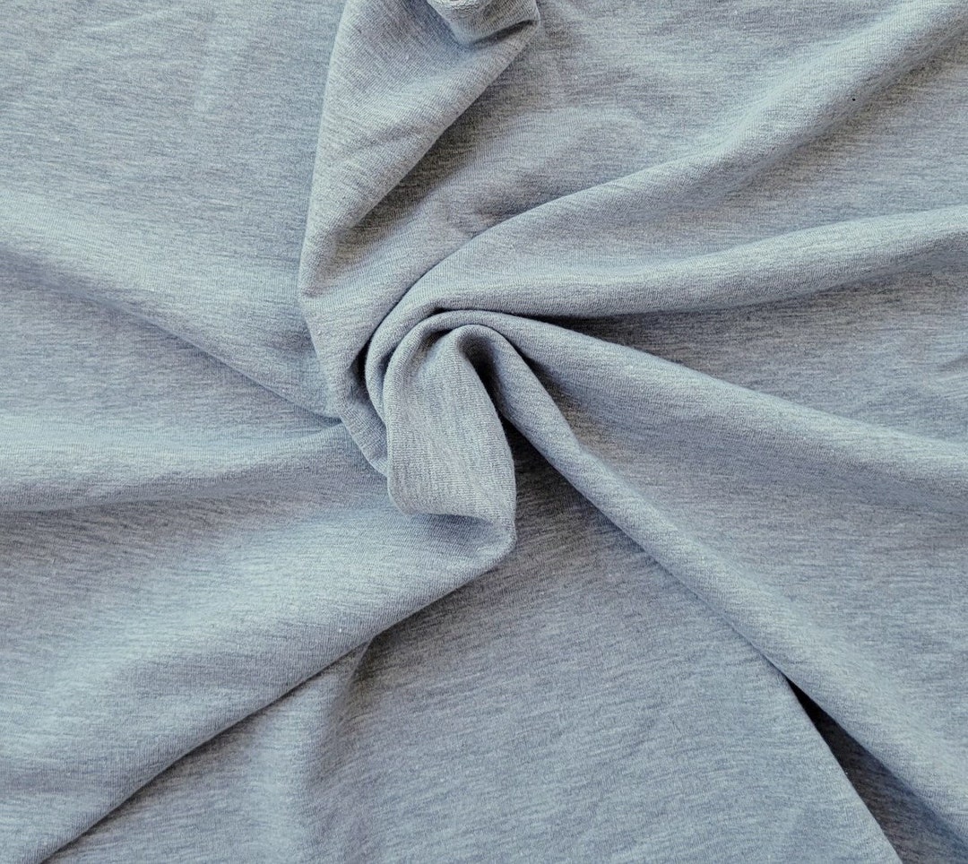Heather Gray Rayon Blend Spandex French Terry Knit Fabric by Yard