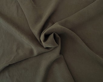 100% Cupro Tencel Twill (Gabardine)  Woven Fabric by the Yard Olive 230 GSM Made in the USA