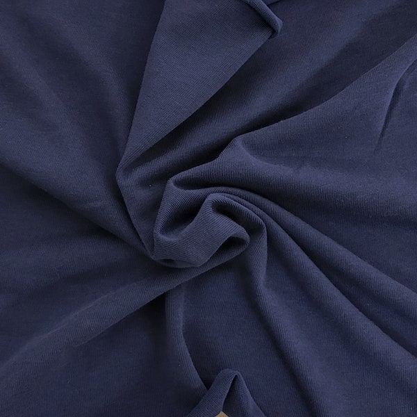 Silk Cotton Jersey Knit Fabric by the Yard Navy