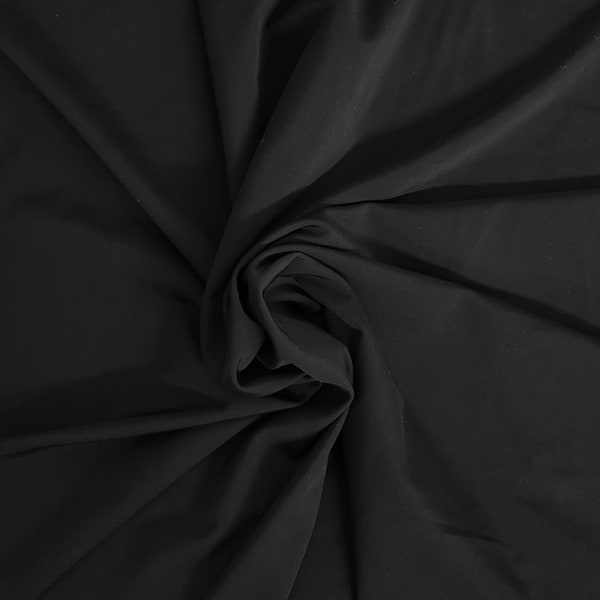 Black Nylon Spandex Activewear Knit Fabric By the Yard 4 Way Stretch 20% Spandex 200 GSM