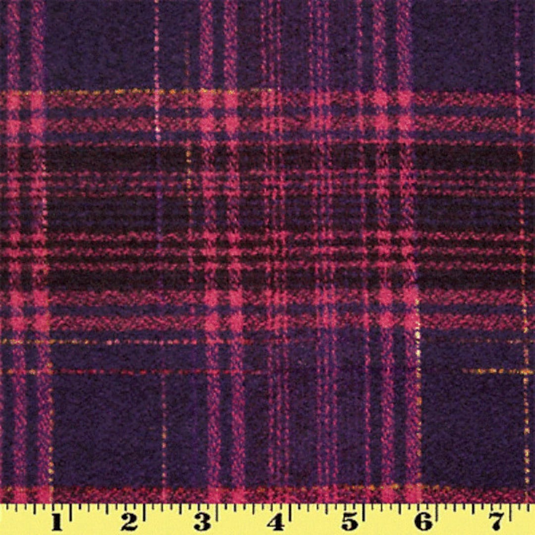 Wool Plaid Fabric by Yard Purple With Magenta Stripes winter - Etsy Canada