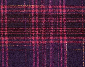 Wool Plaid Fabric by  Yard Purple with Magenta Stripes (Winter Coat)