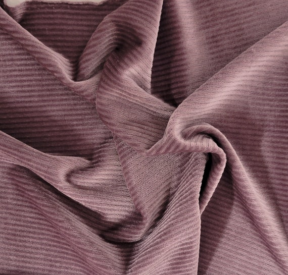 Plum Corded Stretch Velvet Velour Fabric by the Yard 220 GSM