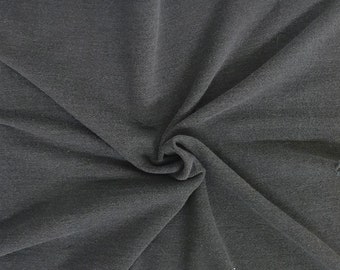 Black French Terry Knit Fabric Prewashed Cotton Tencel Spandex by the Yard 4 Way Stretch