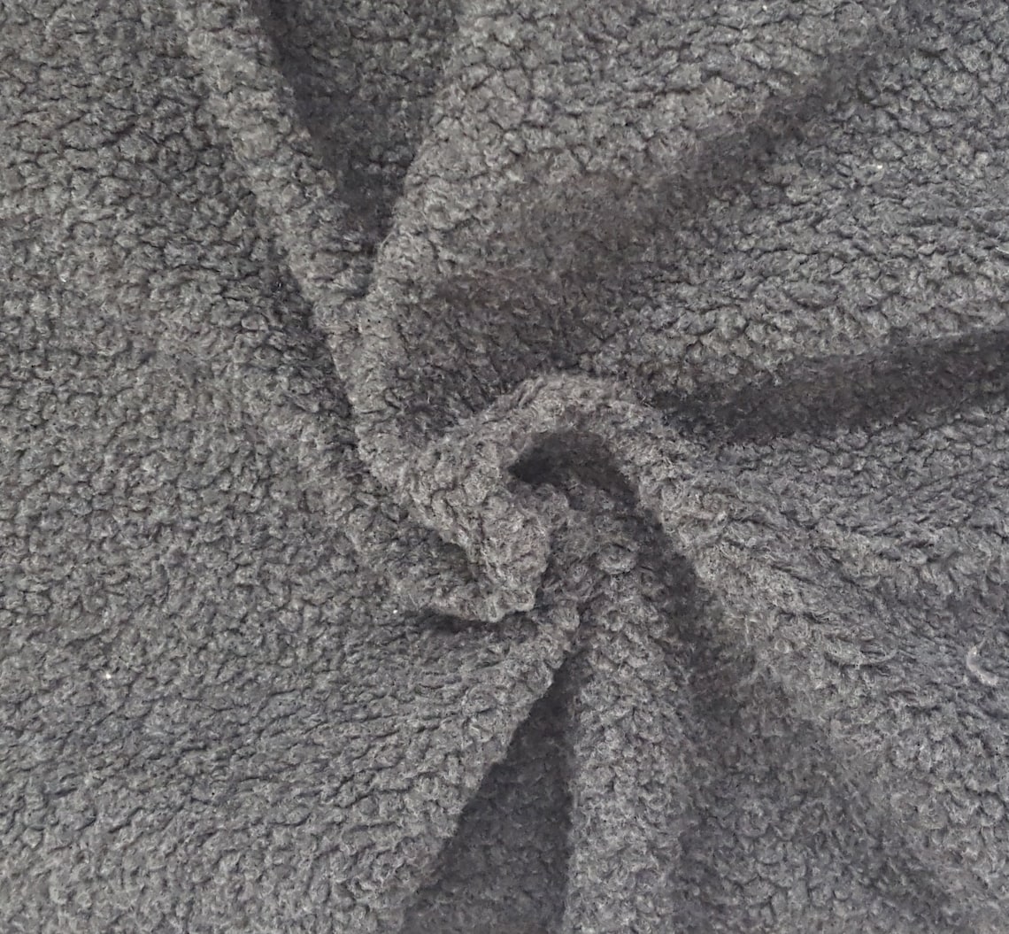 Dark Gray Sherpa Fleece Knit Fabric by the Yard Etsy