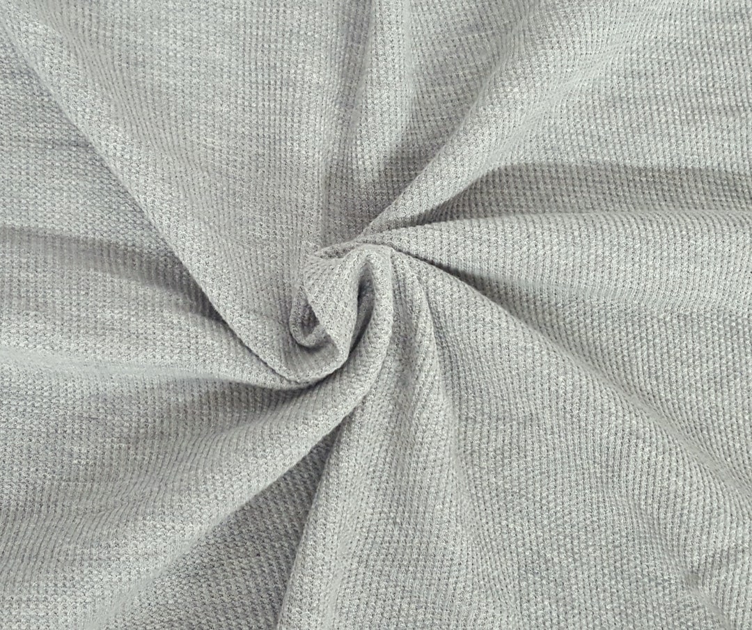 Heather Gray Cotton Spandex Thermal Knit Fabric by the Yard Waffle ...