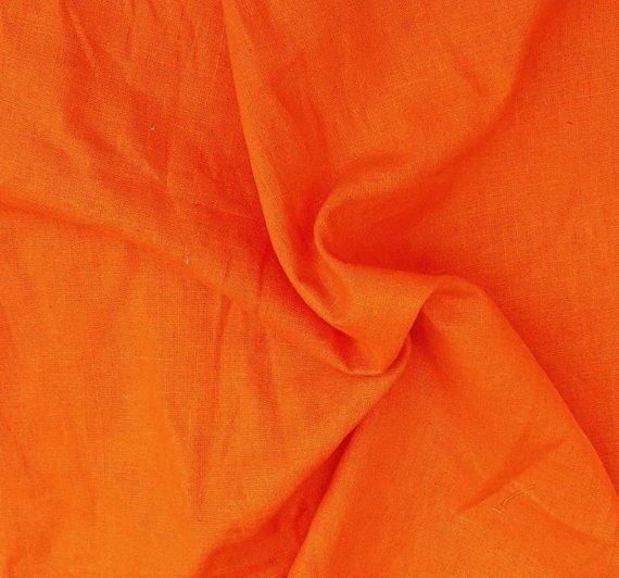 Bright Orange Cotton Linen Blend Fabric by the Yard | Wholesale 210GSM [Upholstery, Drapery, Slipcover, Dress, Pants]