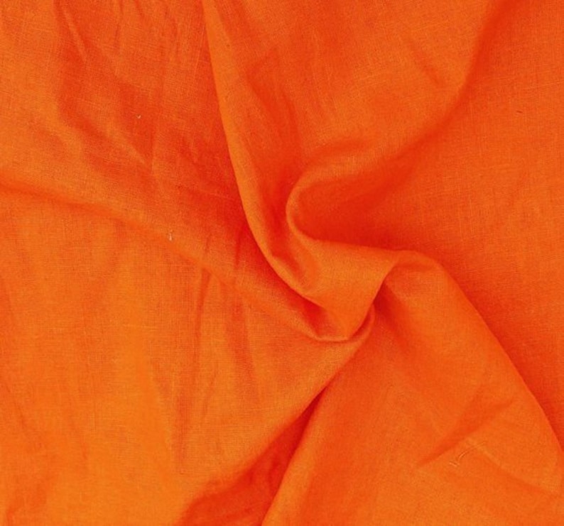 Bright Orange Cotton Linen Fabric by the Yard 1117
