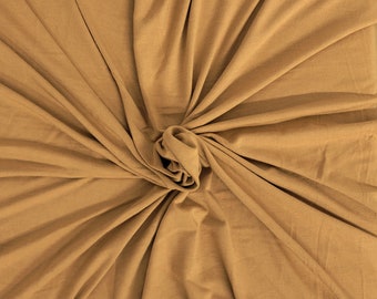 Camel Bamboo Spandex Fabric Jersey Knit by the Yard Soft Drapey Midweight 4 Way Stretch