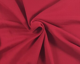 Red Cotton Blend Fleece Knit Fabric by the Yard 250 GSM [Zip Up, Hoodie, Joggers]