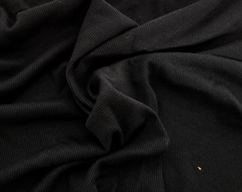 Black 2x1 Rib Knit Fabric by the Yard  Cotton Modal Spandex 260GSM [Cuffs, Necklines, Tank Tops]