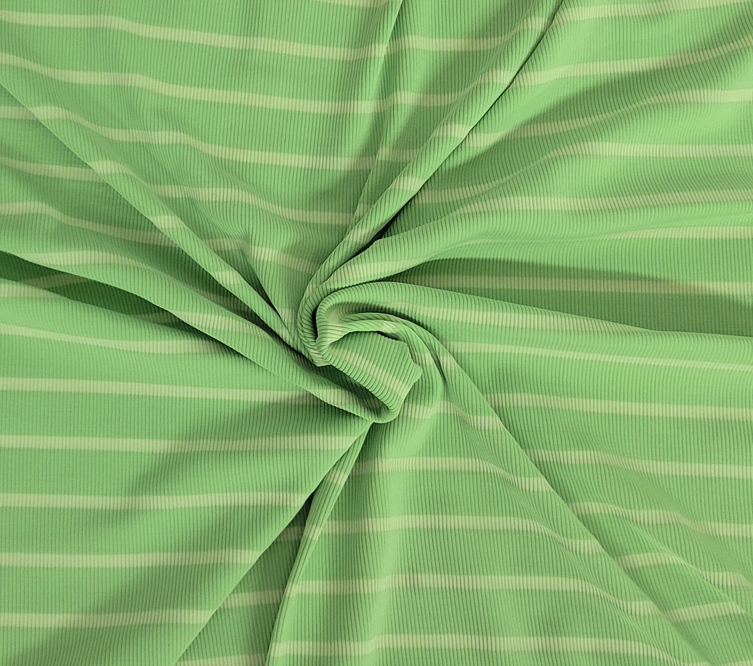 Green Nylon Spandex Stripe 1x1 Rib Knit Fabric by the Yard - Etsy