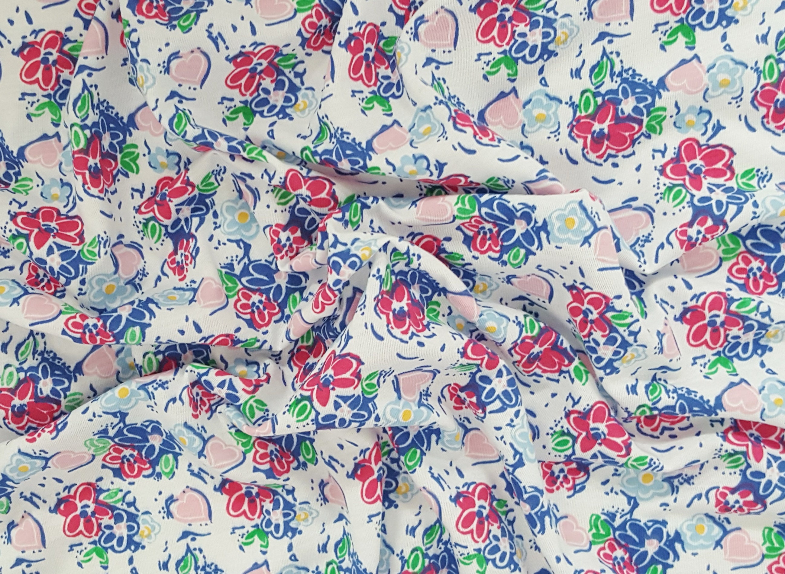 Cotton Fabric Jersey Knit by the the Yard Flower Print Etsy