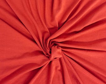 Bamboo Cotton Spandex Fabric Jersey Knit by Yard Paprika 4 Way Stretch [Maternity Dress, Loungewear, Baby Apparel, Crib Sheets]