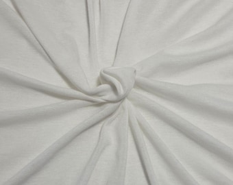 Lightweight Cotton 1x1 Rib Knit Fabric by The Yard White 70"Width [Cuffs, Leggings, Bodycon Dress, Beanie]