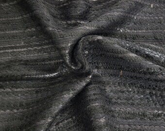 Novelty Acrylic Textured Black Fabric by the Yard Made in FRANCE